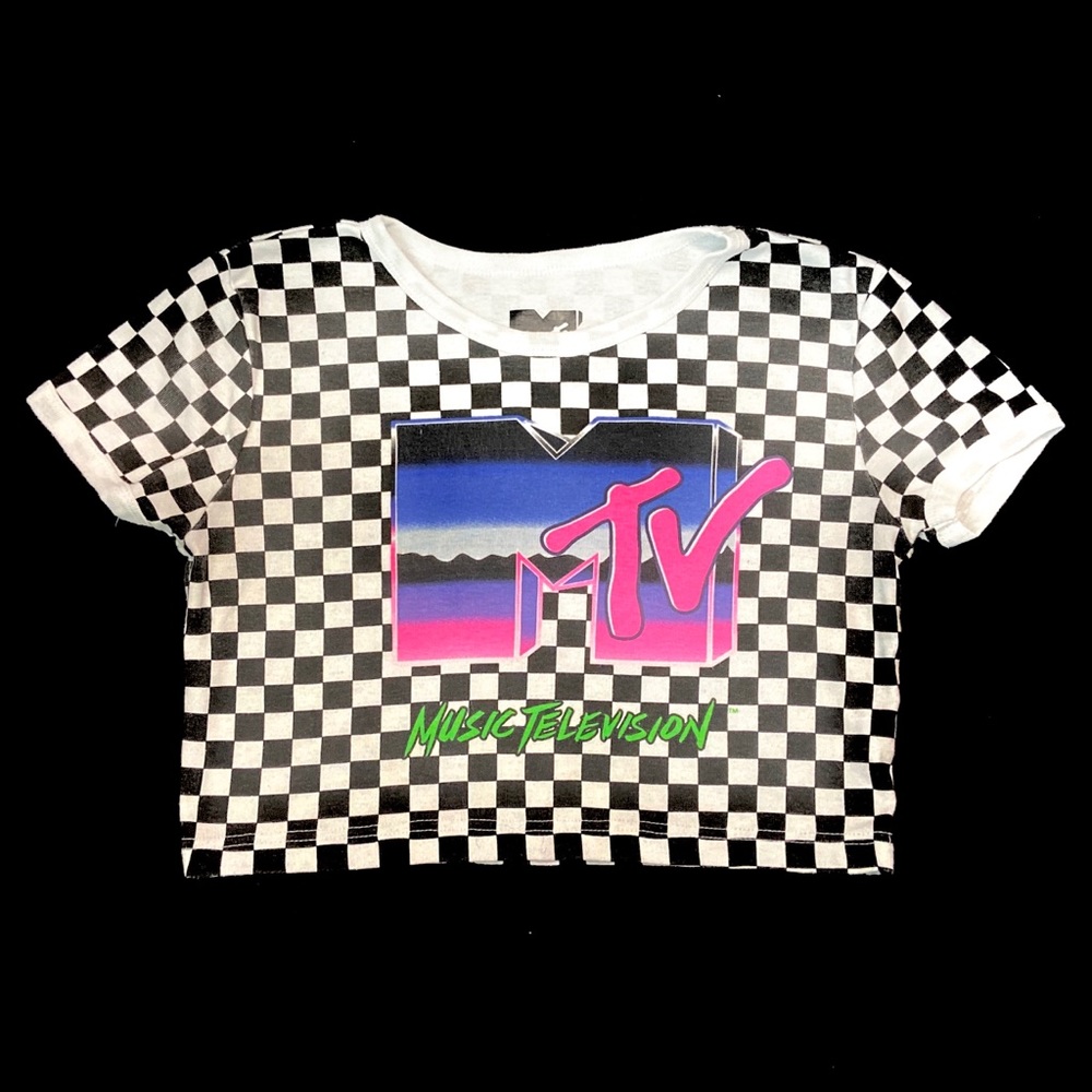 Checkered “MTV” Crop Top